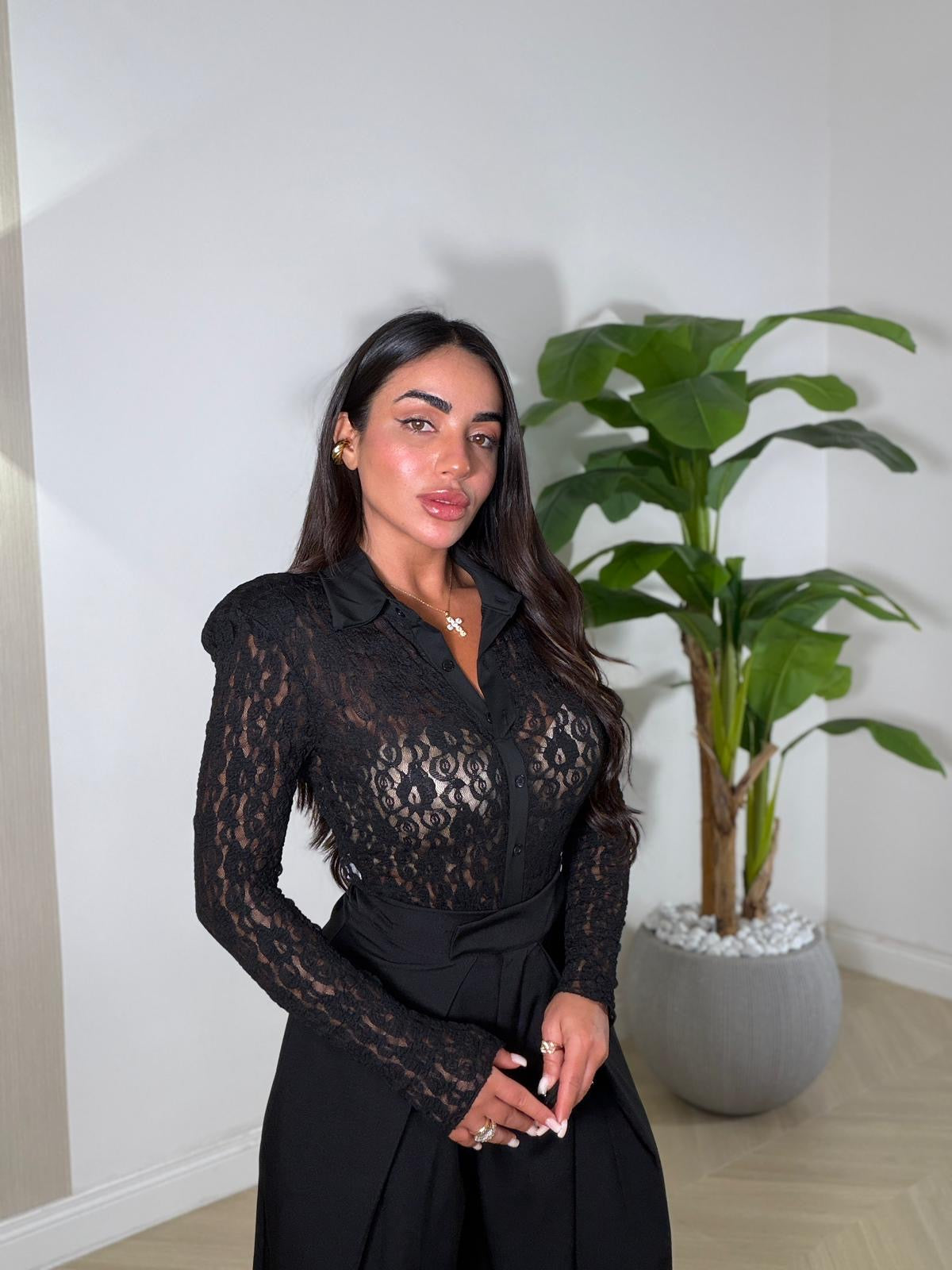 Body Camicia Ricamato