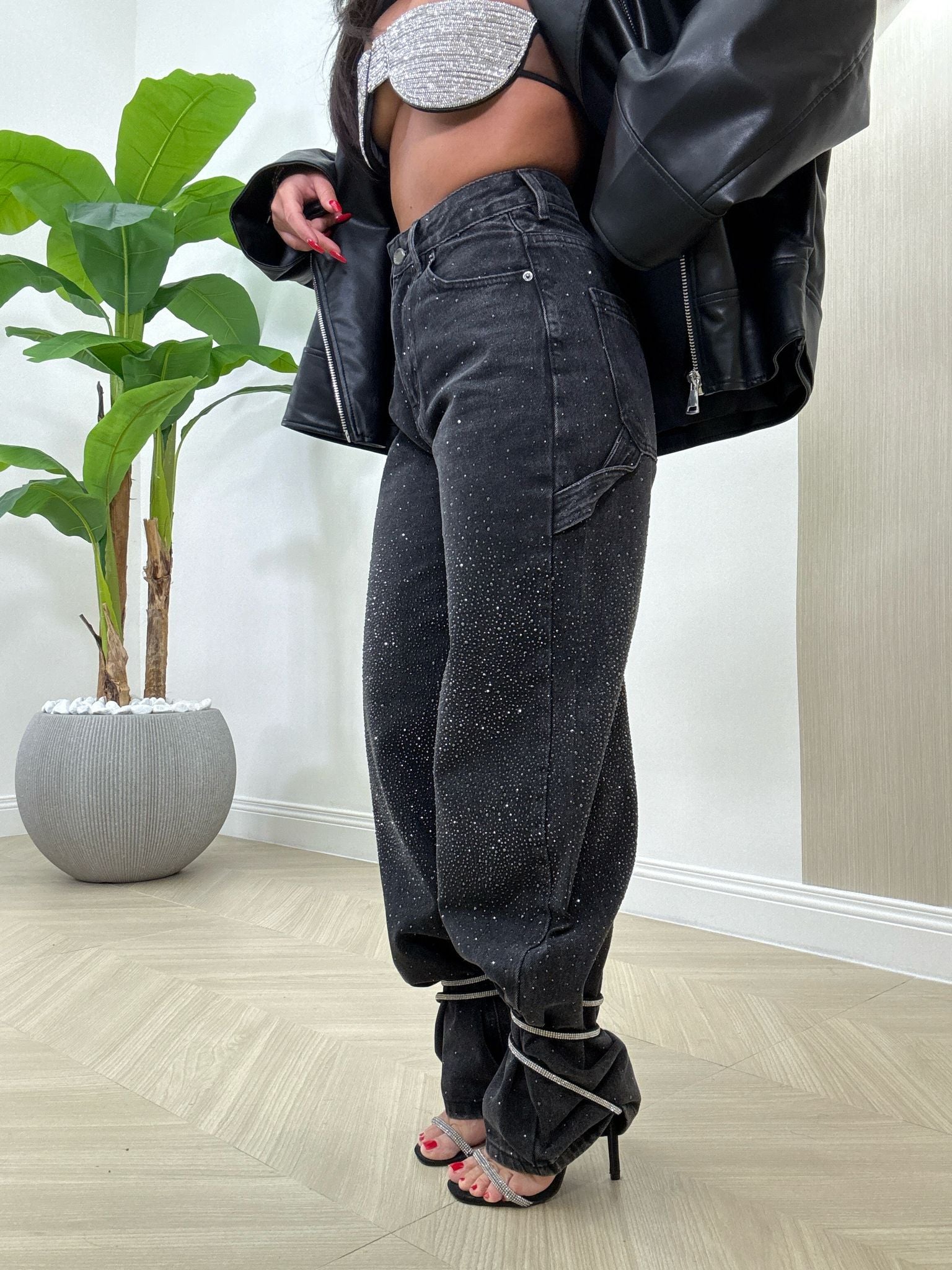 Jeans Ballon Nero Luccicoso