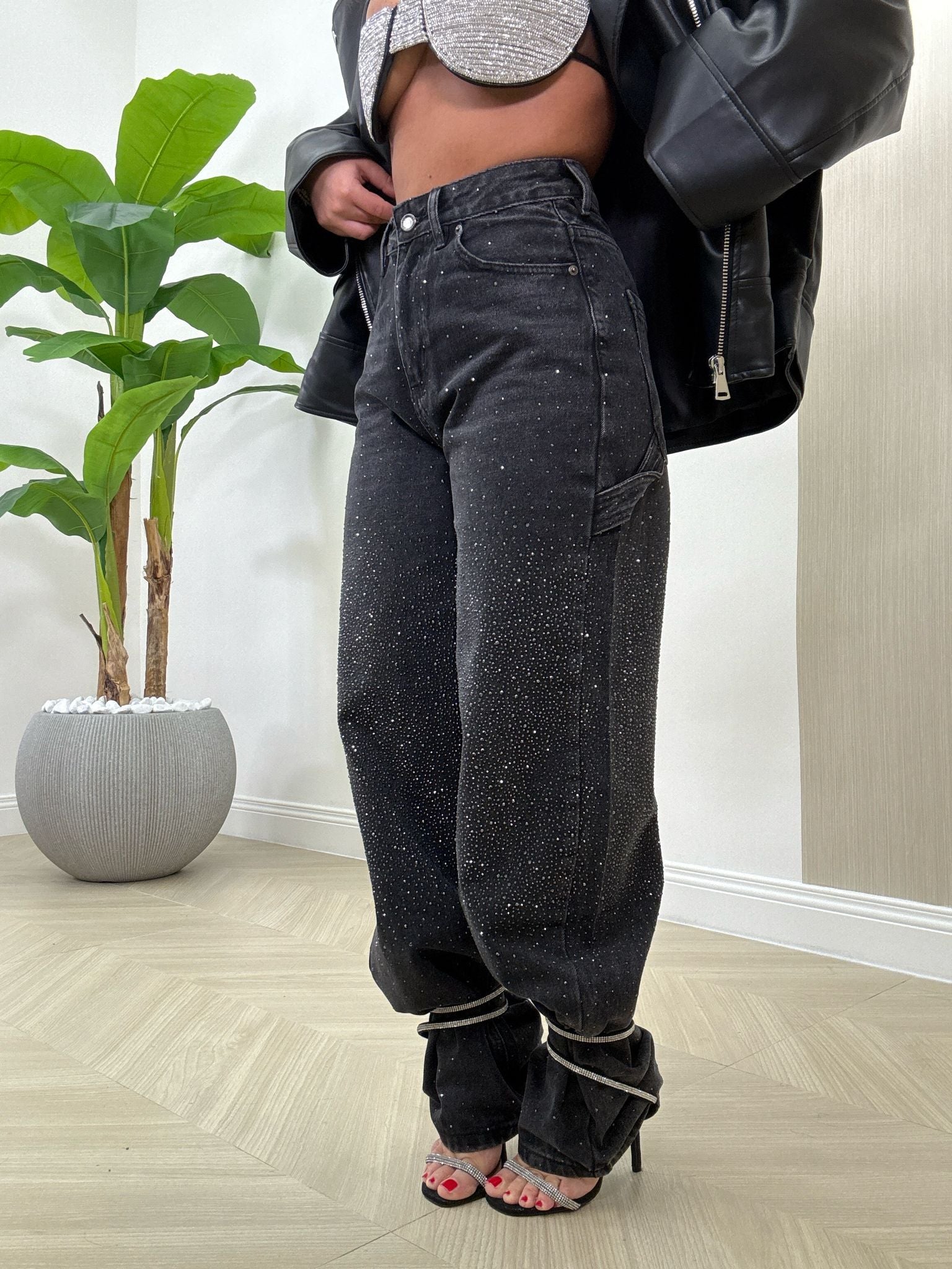 Jeans Ballon Nero Luccicoso