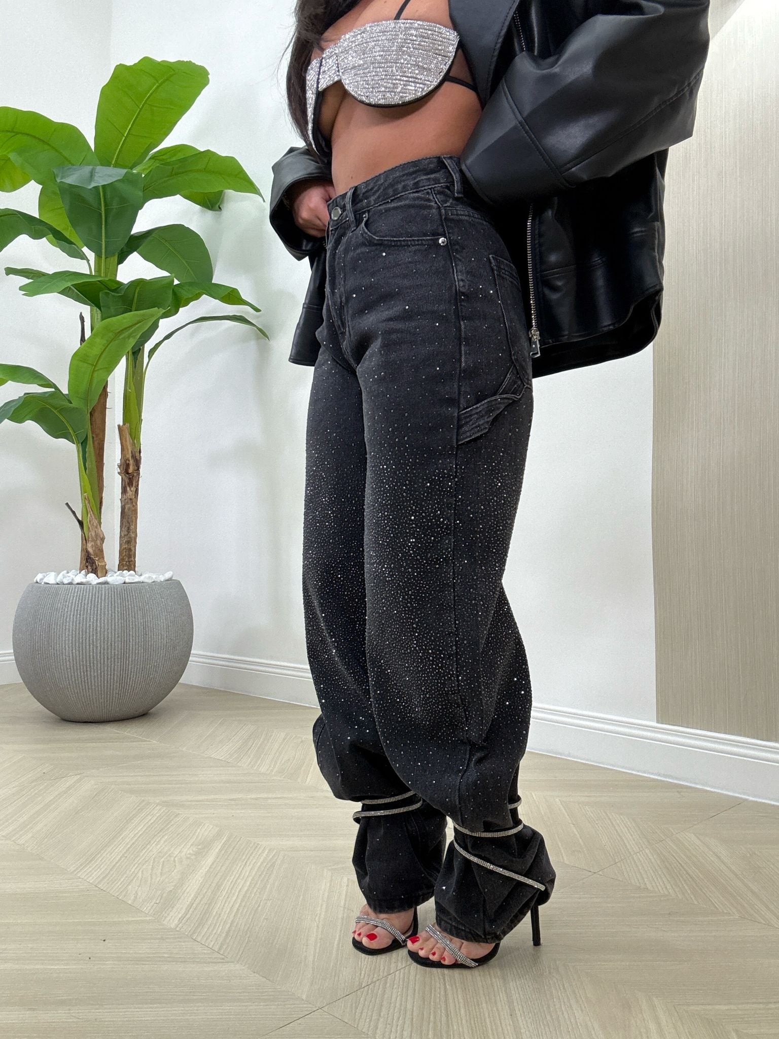 Jeans Ballon Nero Luccicoso