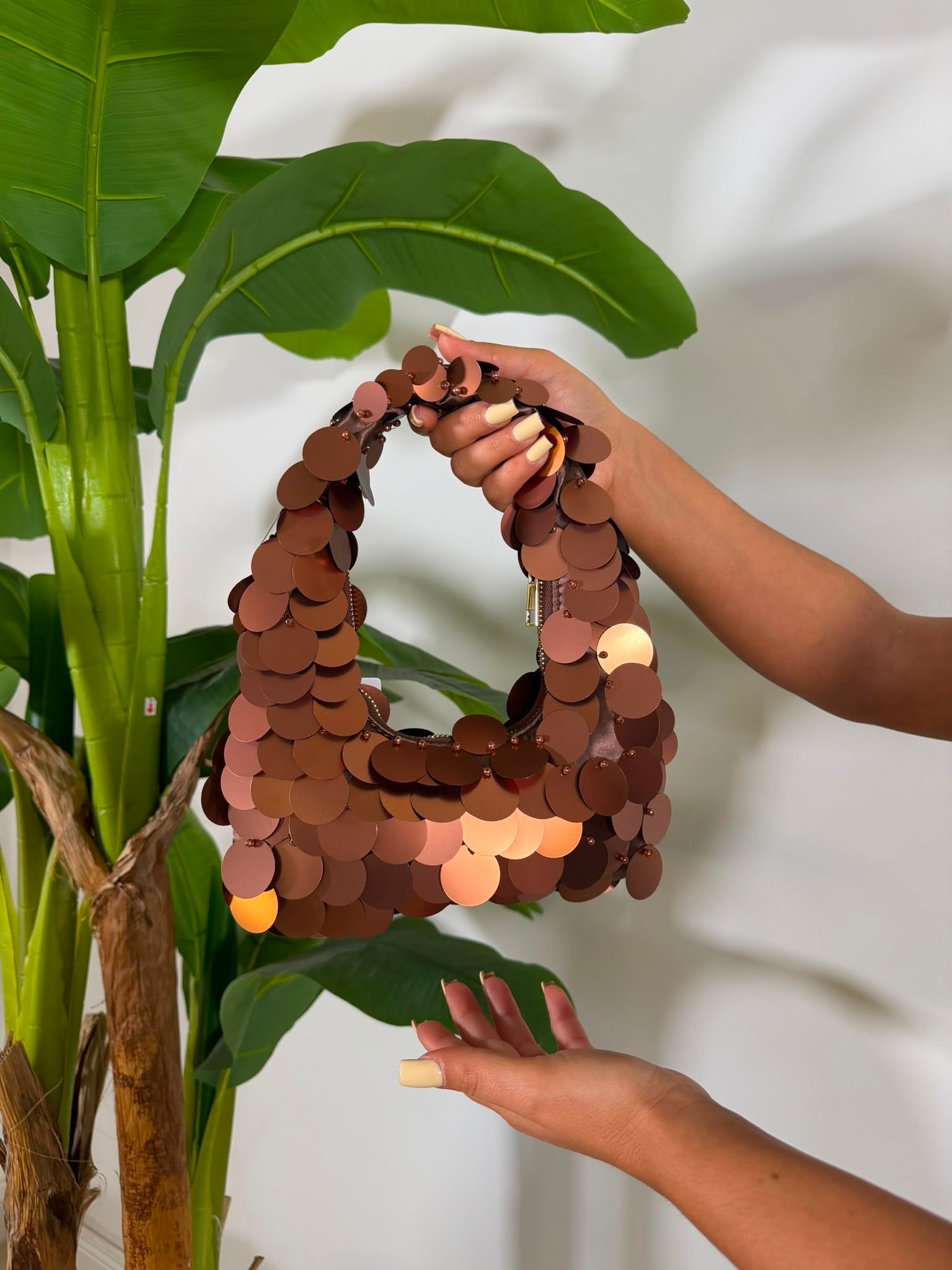 Borsa Paillettes Brown