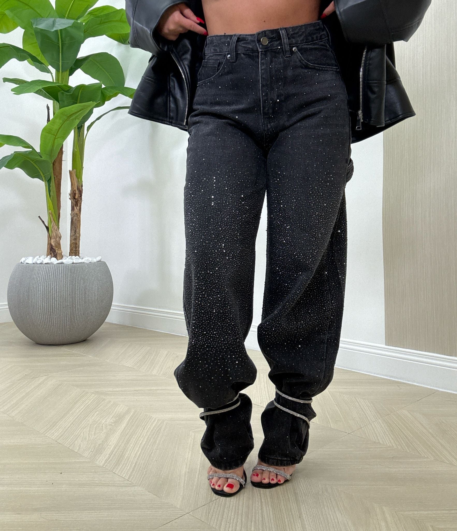 Jeans Ballon Nero Luccicoso