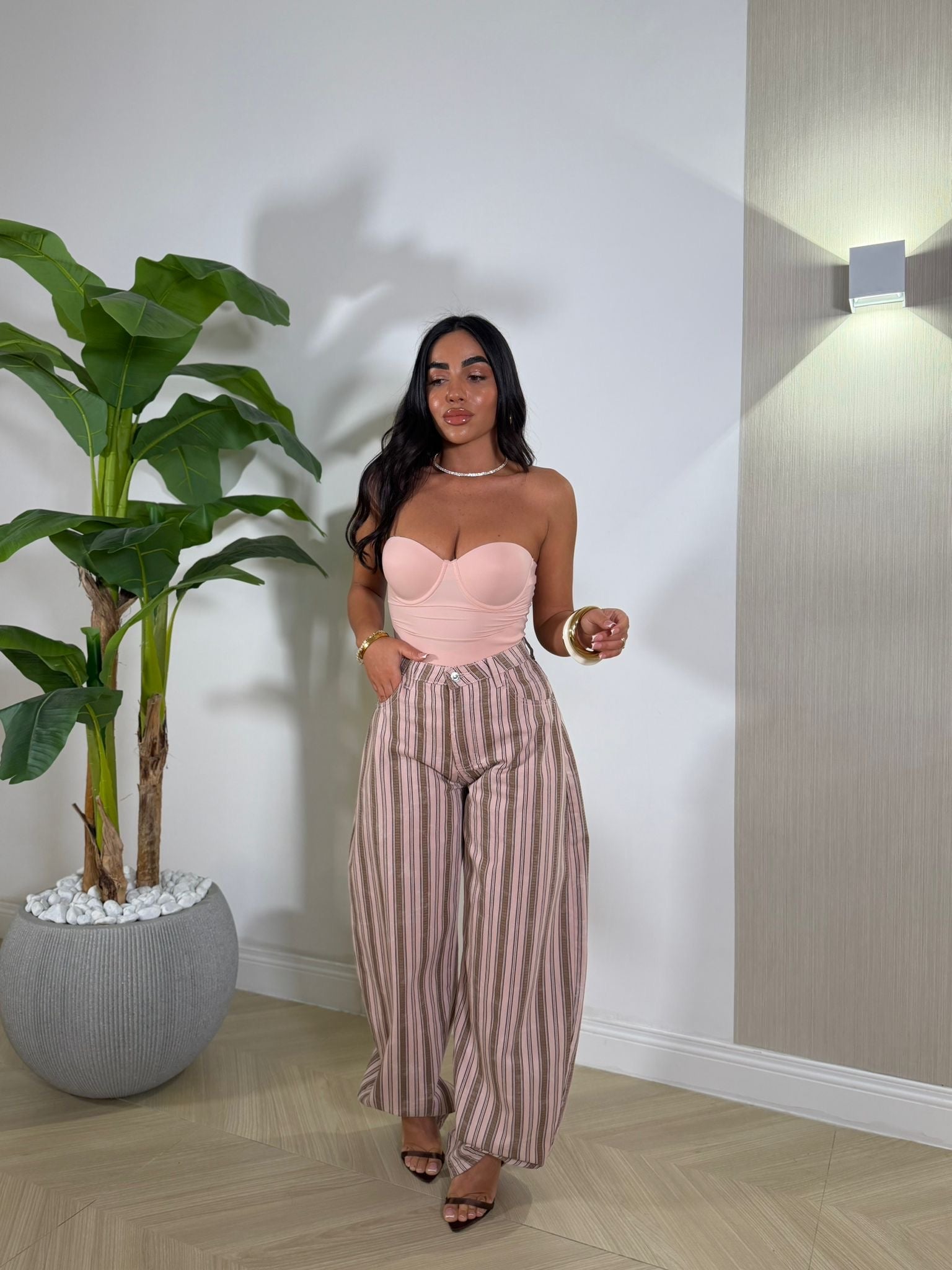 Jeans a Righe Rosa