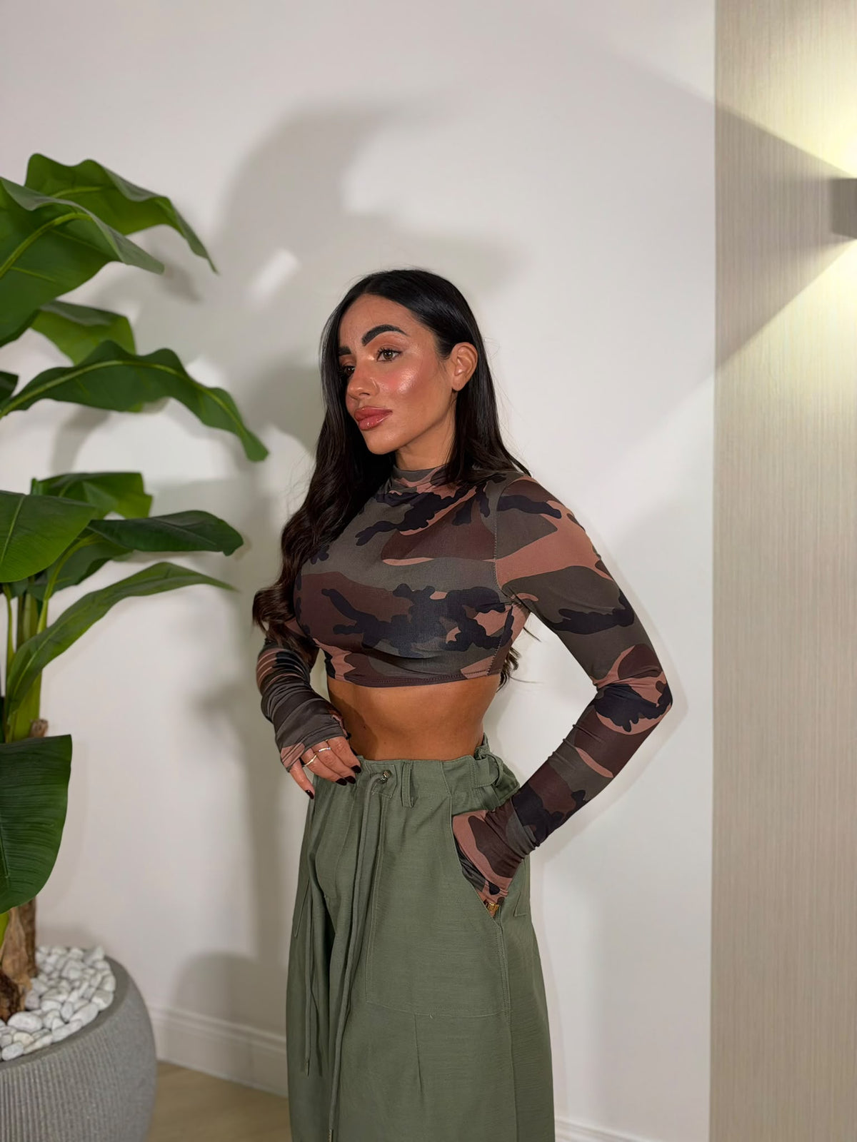 Maglia Crop Militare