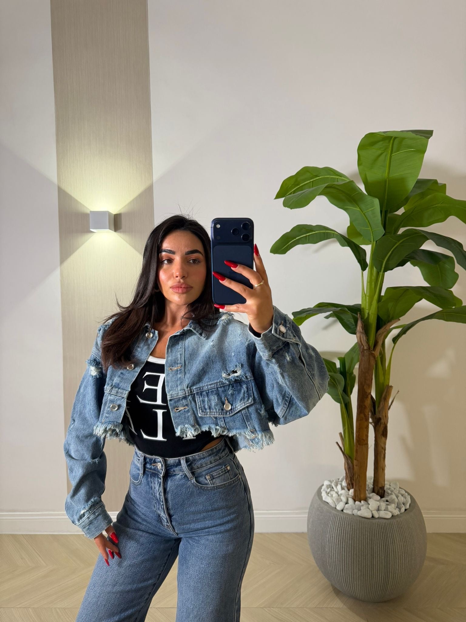 Giubbino Crop In Jeans
