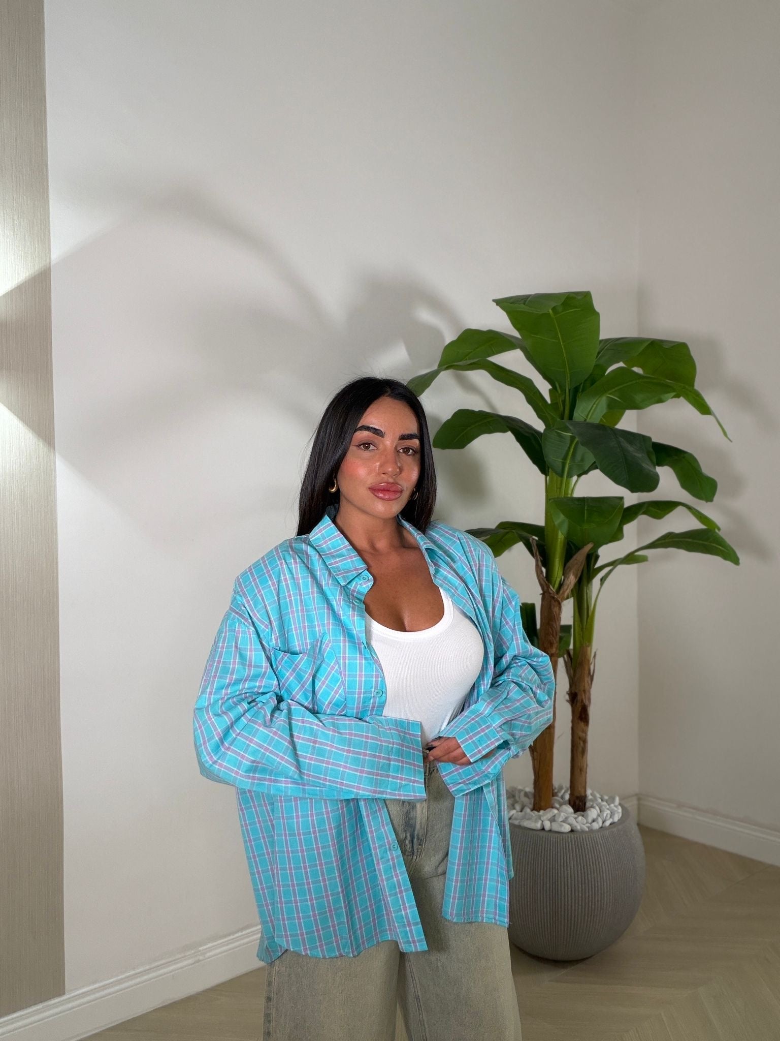 Camicia Multicolor Celeste