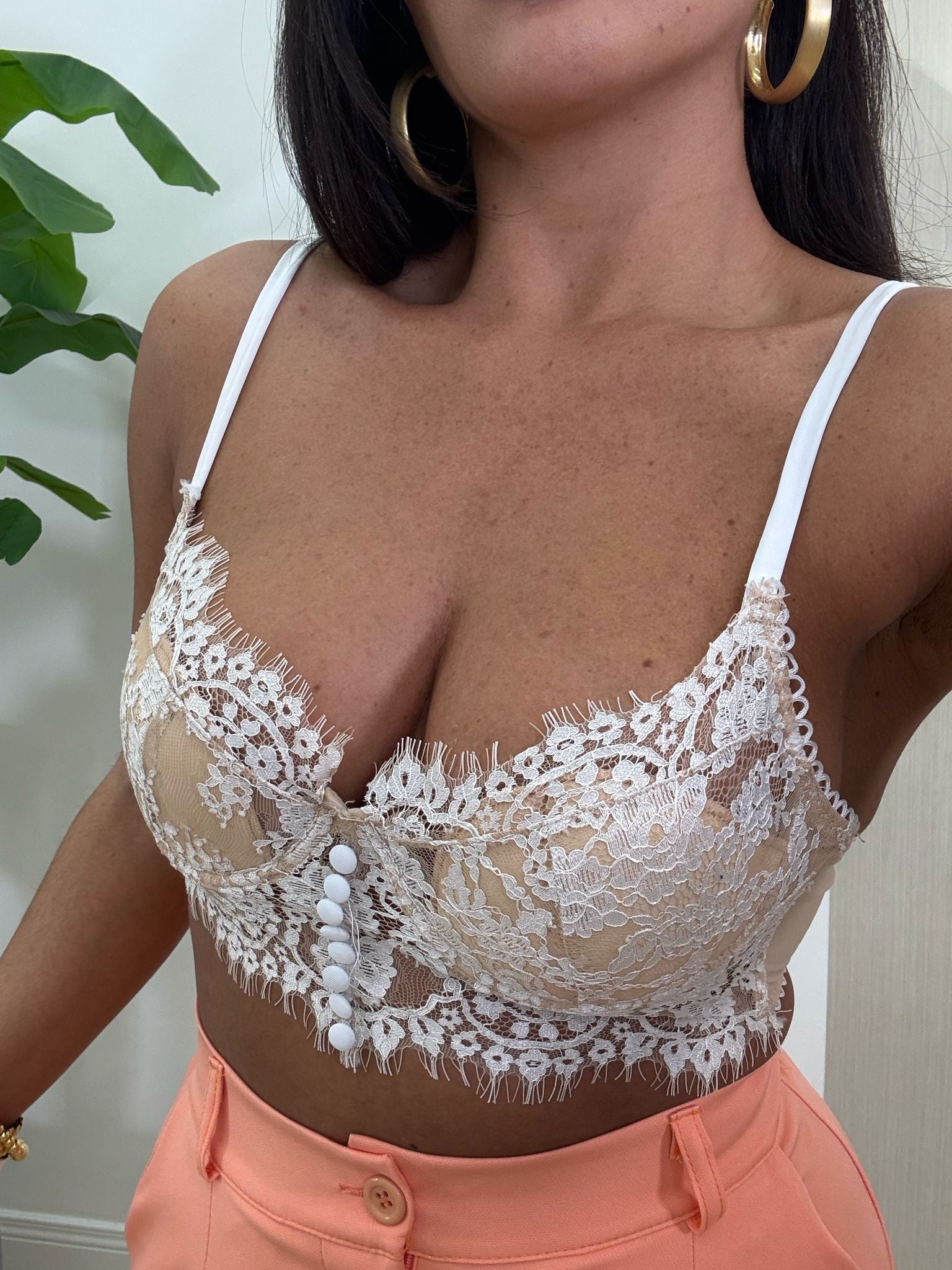 Bralette ricamata beige