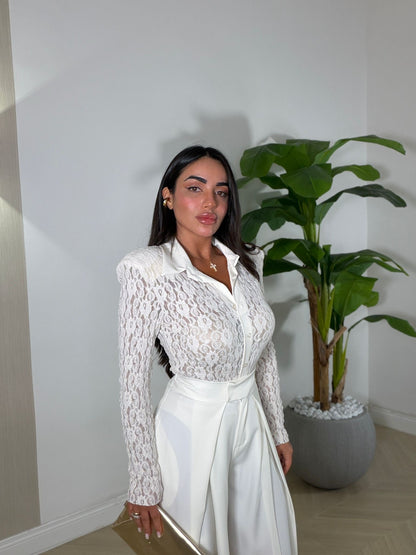 Body Camicia Ricamato