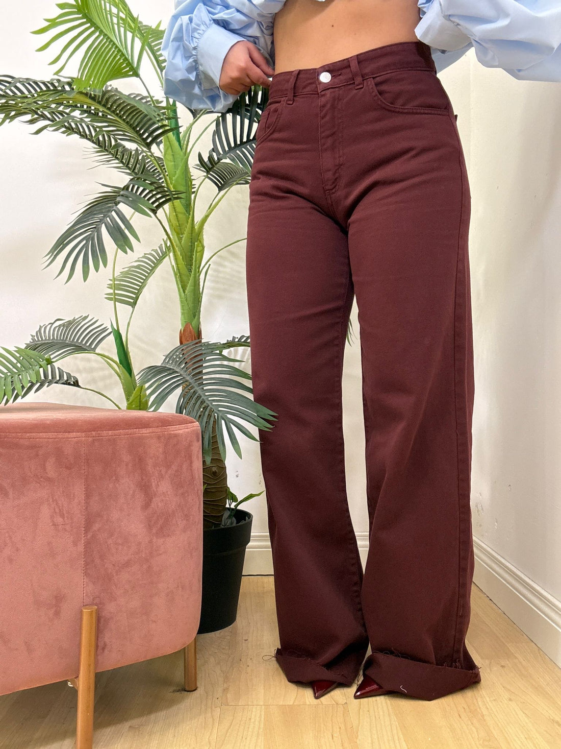 Jeans Palazzo Bordeaux