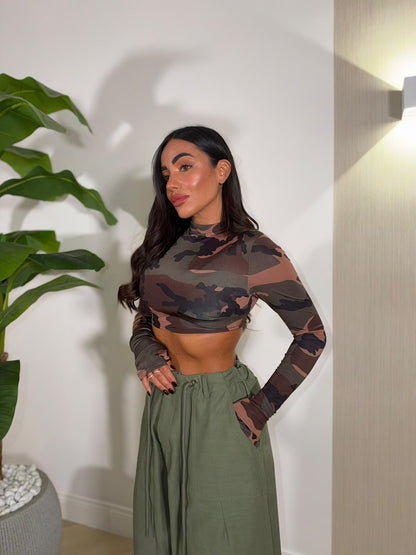 Maglia Crop Militare