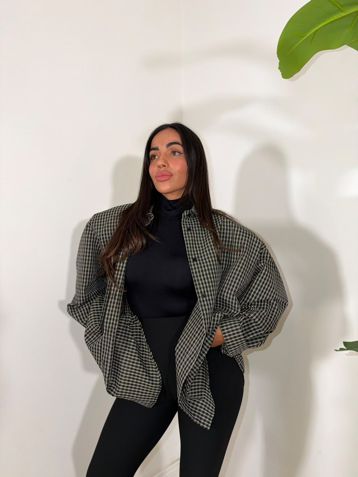 Camicia A Quadri Nera