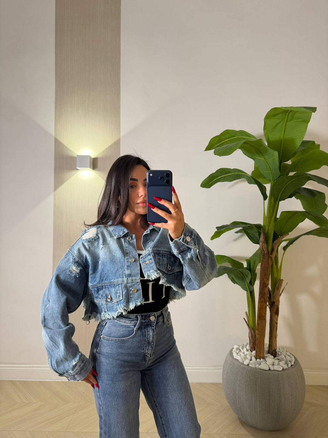 Giubbino Crop In Jeans