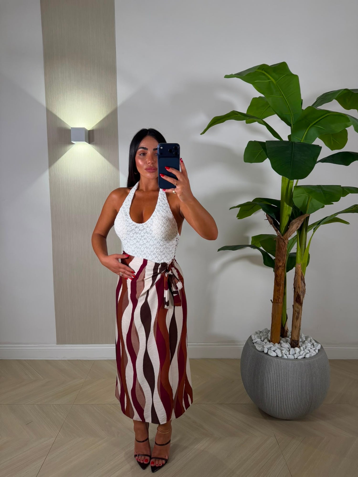 Gonna Pesos Marrone Fucsia