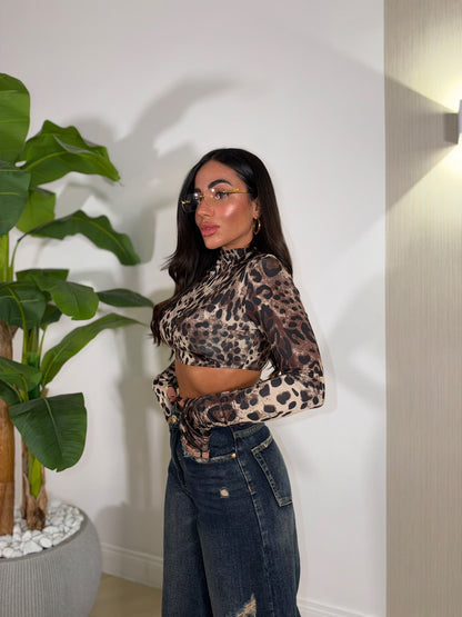 Maglia Crop Leopardata