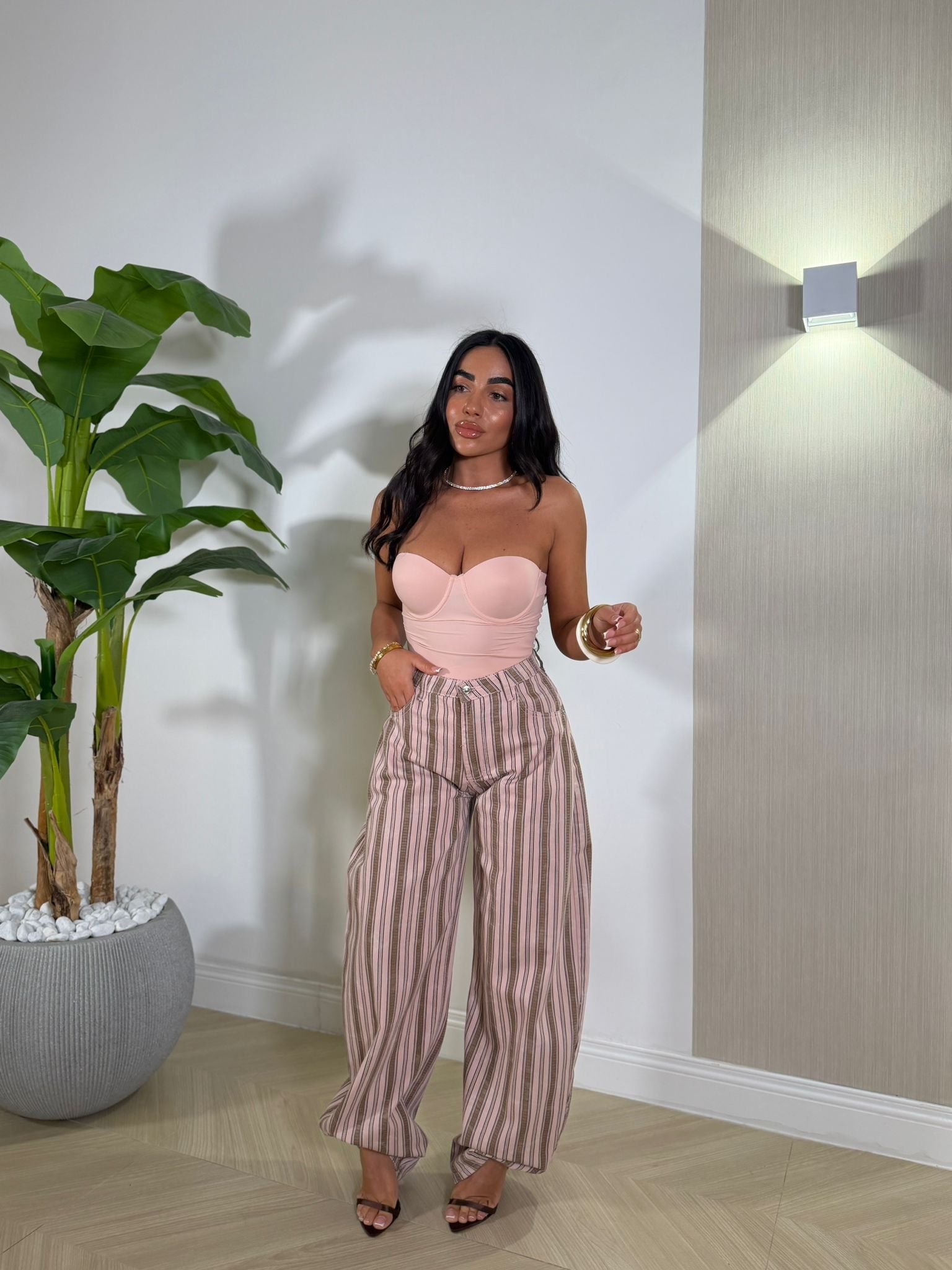 Jeans a Righe Rosa