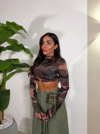 Maglia Crop Militare