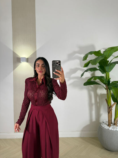 Body Camicia Ricamato