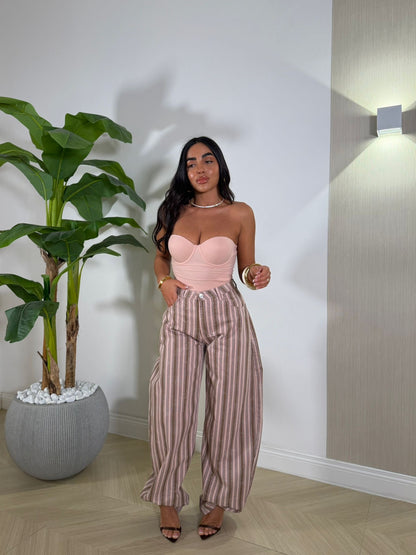 Jeans a Righe Rosa