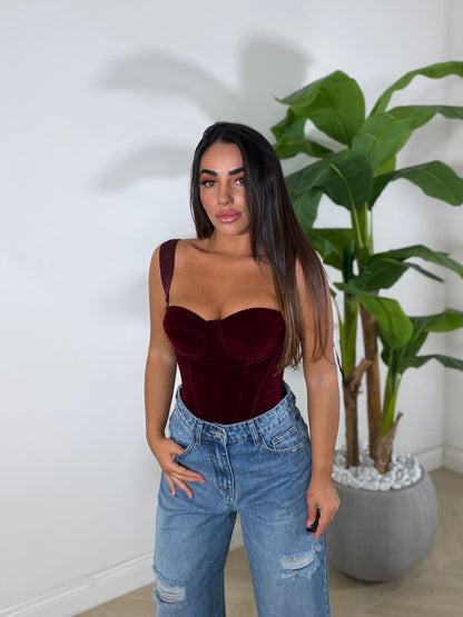 Corpetto Velluto Bordeaux