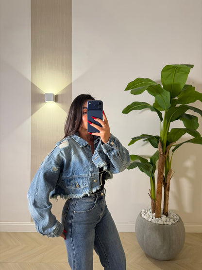 Giubbino Crop In Jeans