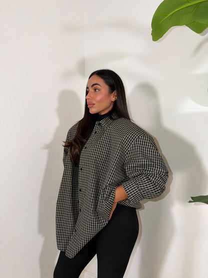 Camicia A Quadri Nera