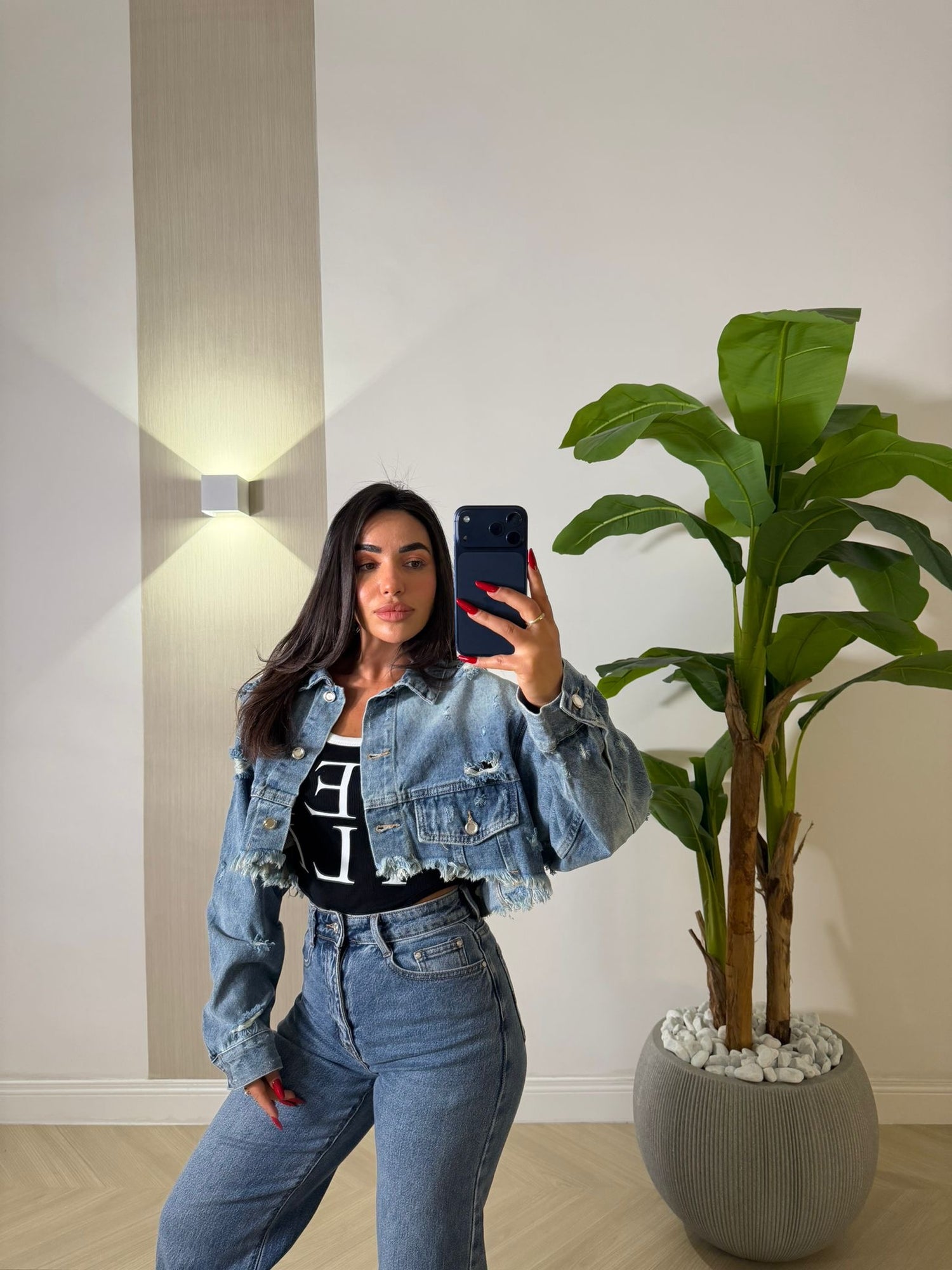 Giubbino Crop In Jeans