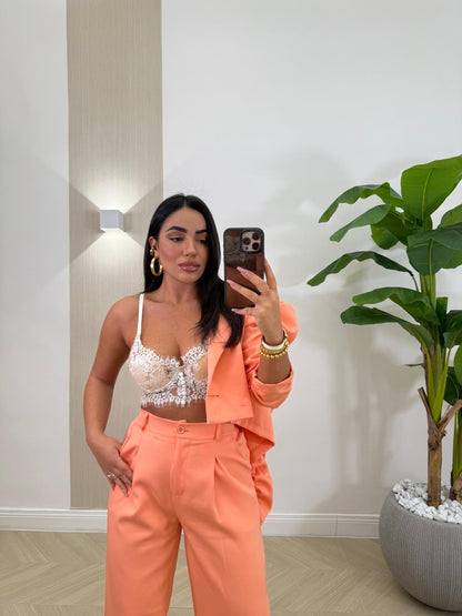 Bralette ricamata beige